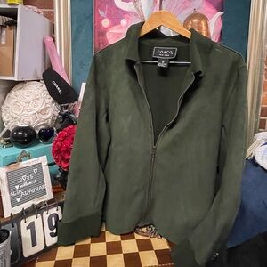 Coaco New York Women's Green Suede Micro Zip Jacket ~ Size M~ FW2492D11